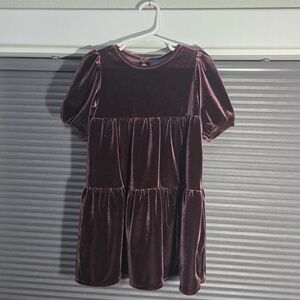 Old Navy Girls Velvet Tiered Dress in Plum